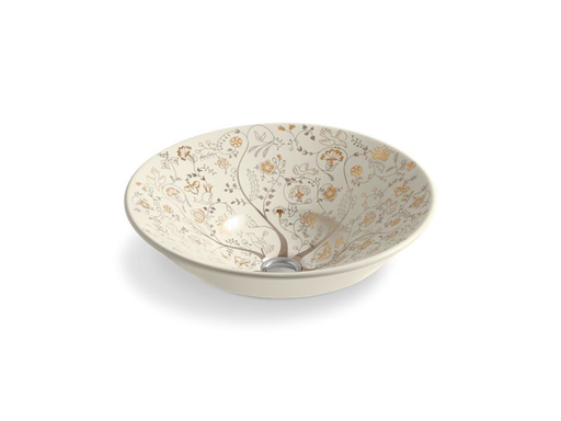 Mille Fleurs™ on Conical Bell® vessel bathroom sink, Almond