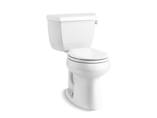 Highline® Classic Comfort Height® two-piece round-front 1.28 gpf toilet with Class Five® flush technology and right-hand trip lever, seat not included, White