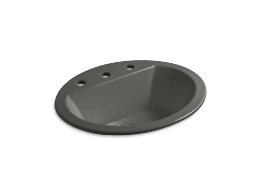 Bryant® oval drop-in bathroom sink with 8" widespread faucet holes, Thunder Grey