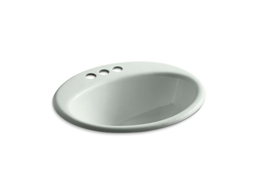 Farmington® drop-in bathroom sink with 4" centerset faucet holes, Sea Salt