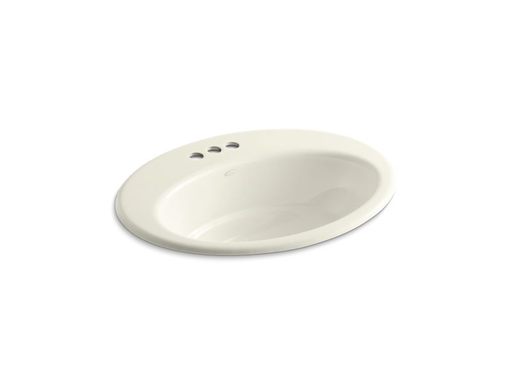Thoreau® drop-in bathroom sink with 4" centerset faucet holes, Biscuit