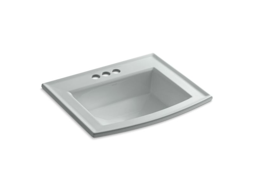 Archer® drop-in bathroom sink with 4" centerset faucet holes, Ice™ Grey