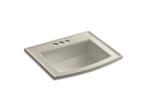 Archer® drop-in bathroom sink with 4" centerset faucet holes, Sandbar