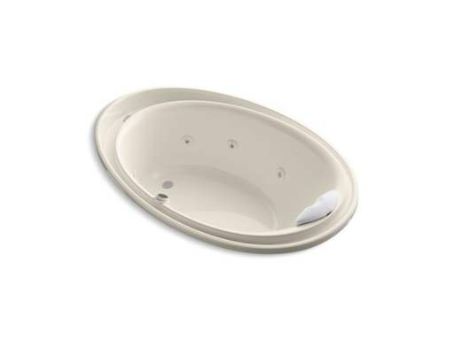 Purist® 72" x 46" drop-in whirlpool with massage experience, reversible drain and heater, Almond