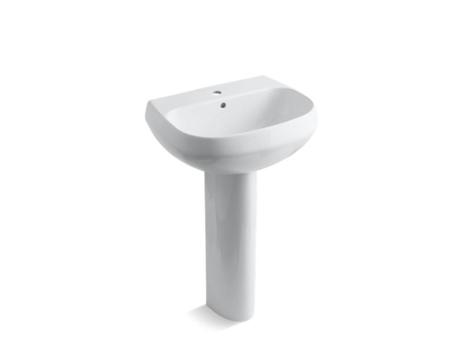 Wellworth® pedestal bathroom sink with single faucet hole, White