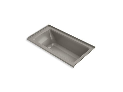 Archer® 60" x 30" alcove bath with Bask® heated surface, integral flange and right-hand drain, Cashmere