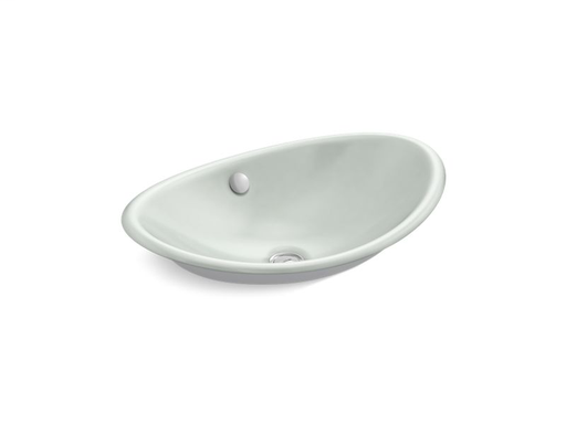 Iron Plains® Wading Pool® oval bathroom sink with White painted underside, Sea Salt