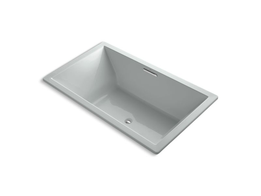 Underscore® Rectangle 72" x 42" drop-in bath with Bask® heated surface and center drain, Ice™ Grey