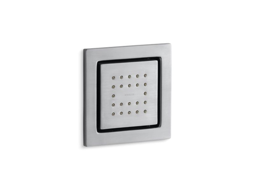 WaterTile® square 22-nozzle body spray with stimulating spray, Brushed Chrome