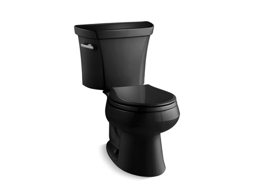 Wellworth® two-piece round-front 1.28 gpf toilet with Class Five® flush technology and left-hand trip lever, seat not included, Black Black