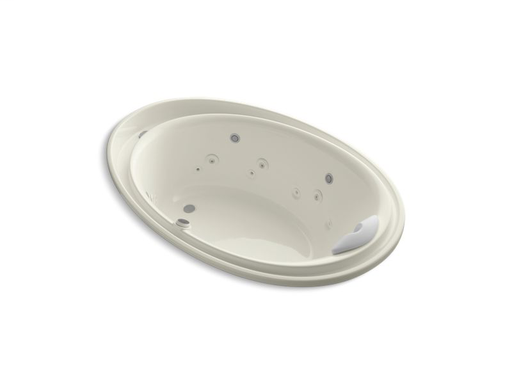 Purist® 72" x 46" drop-in Effervescence + whirlpool with spa/massage package, Biscuit