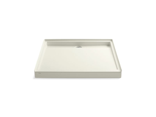 Groove® 48" x 48" single threshold rear center drain shower base, Biscuit