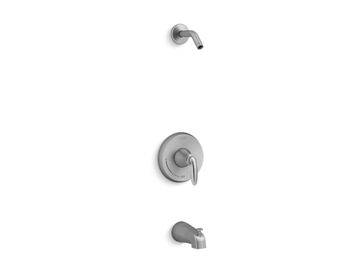 Coralais® bath and shower valve trim with lever handle and slip-fit spout, less showerhead, project pack, Brushed Chrome