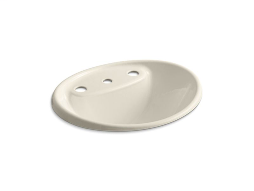 Tides® drop-in bathroom sink with 8" widespread faucet holes, Almond