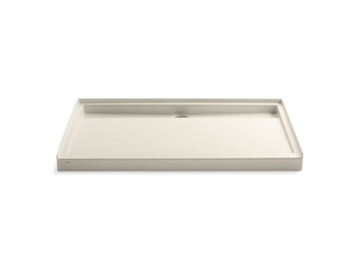 Groove® 60" x 36" single threshold rear center drain shower base, Almond