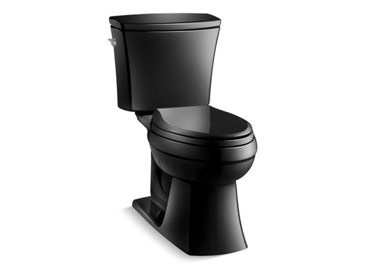 Kelston® Comfort Height® two-piece elongated 1.28 gpf toilet with AquaPiston® flushing technology and left-hand trip lever, seat not included, Black Black