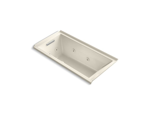 Underscore® Rectangle 60" x 30" alcove whirlpool with integral flange and left-hand drain, Almond