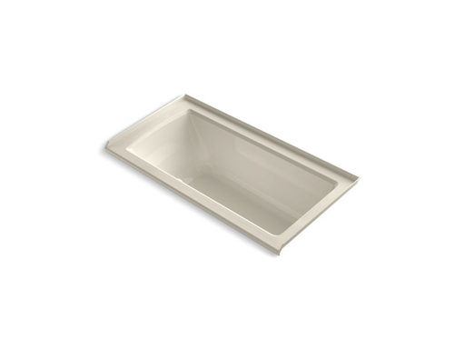 Archer® 60" x 30" alcove BubbleMassage™ Air Bath with integral flange and right-hand drain, Almond