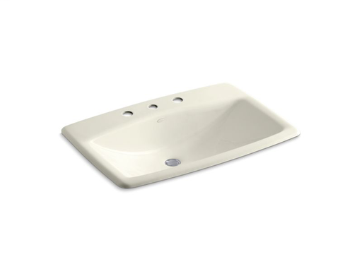 Man's Lav™ drop-in bathroom sink with widespread faucet holes, Biscuit