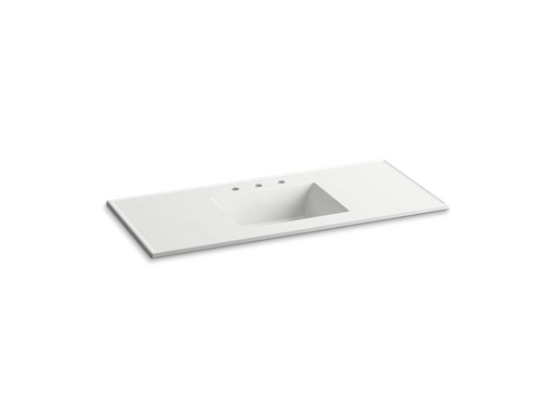 Ceramic/Impressions® 49" rectangular vanity-top bathroom sink with 8" centerset faucet holes, White Impressions
