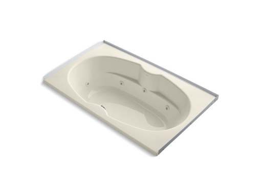 7242 72" x 42" alcove whirlpool with integral flange, right-hand pump and heater, Almond