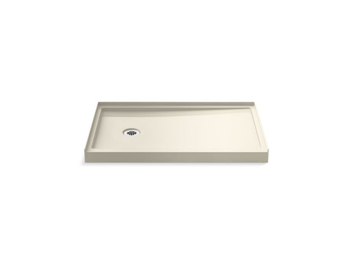 Rely® 48" x 32" single-threshold shower base with left-hand drain, Almond