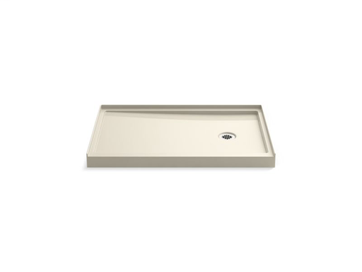 Rely® 48" x 32" single-threshold shower base with right-hand drain, Almond