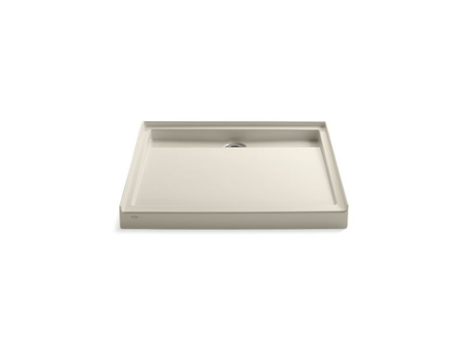 Groove® 42" x 42" single threshold rear center drain shower base, Almond