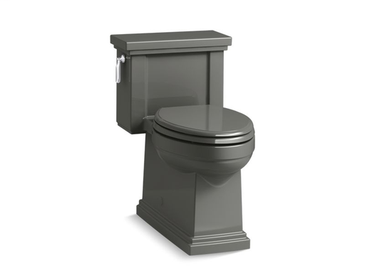 Tresham® Comfort Height® one-piece compact elongated 1.28 gpf toilet with AquaPiston® flush technology, left-hand trip lever and skirted trapway, Thunder Grey