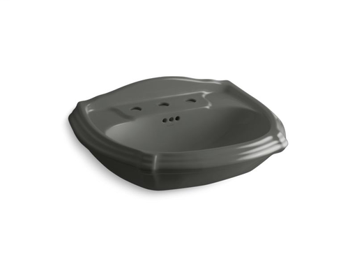 Portrait® pedestal bathroom sink basin with 8" widespread faucet holes, Thunder Grey