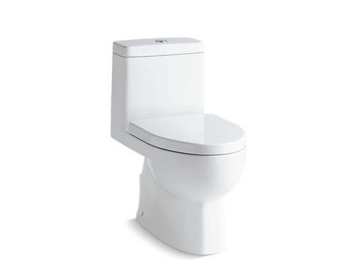 Reach® one-piece compact elongated dual-flush toilet with top-mount actuator and skirted trapway, White