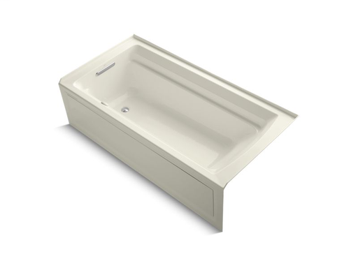 Archer® 72" x 36" alcove BubbleMassage™ Air Bath with integral flange, left-hand drain, Bask® heated surface, Biscuit