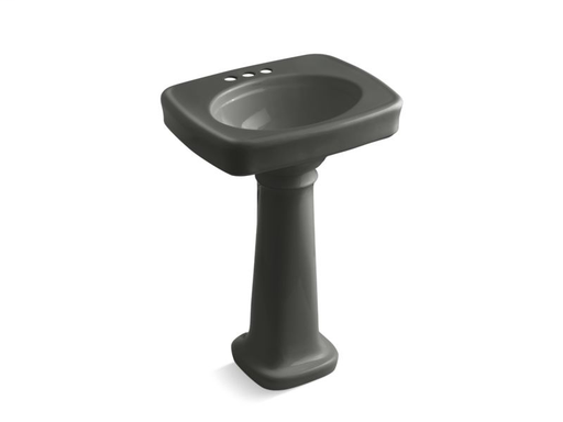 Bancroft® 24" pedestal bathroom sink with 4" centerset faucet holes, Thunder Grey
