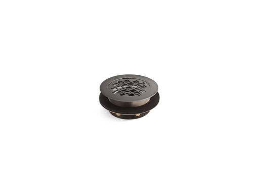 Round shower drain for use with plastic pipe, gasket included, Vibrant Titanium