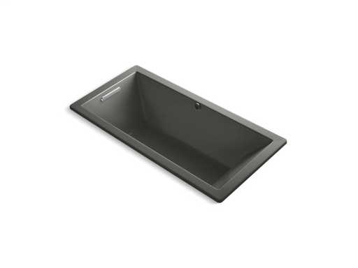 Underscore® Rectangle 66" x 32" drop-in bath with Bask® heated surface and end drain, Thunder Grey