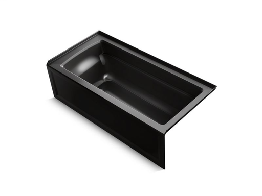 Archer® 66" x 32" three-side integral flange bath with right-hand drain, Black Black