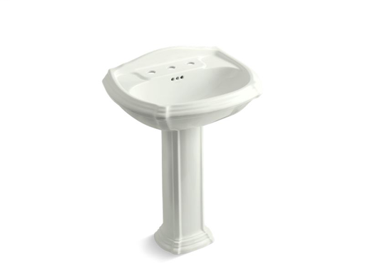 Portrait® pedestal bathroom sink with 8" widespread faucet holes, Dune