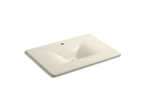 Iron/Impressions® 31" vanity-top bathroom sink with single faucet hole, Almond