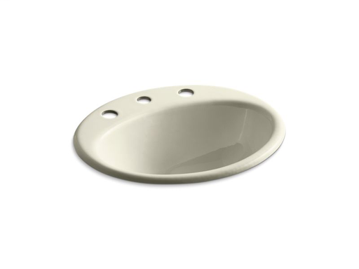 Farmington® drop-in bathroom sink with 8" widespread faucet holes, Cane Sugar