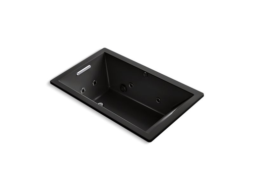 Underscore® Rectangle 60" x 36" drop-in whirlpool + BubbleMassage™ Air Bath, Black Black