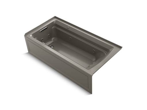 Archer® 72" x 36" integral apron whirlpool + BubbleMassage™ Air Bath with left-hand drain, Cashmere
