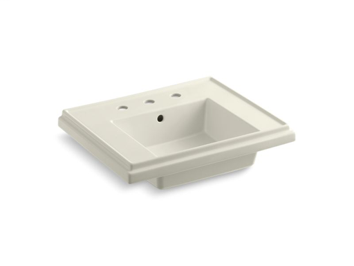 Tresham®24" pedestal bathroom sink basin with 8" widespread faucet holes, Biscuit