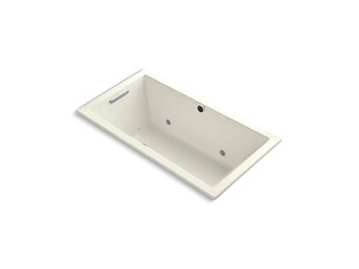 Underscore® Rectangle 60" x 32" drop-in BubbleMassage™ Air Bath with Bask® heated surface, chromatherapy and reversible drain, Biscuit