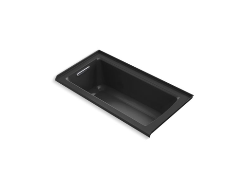 Archer® 60" x 30" alcove VibrAcoustic® bath with integral flange and left-hand drain, Black Black