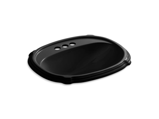Portrait® drop-in bathroom sink with 4" centerset faucet holes, Black Black