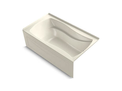 Mariposa® 66" x 36" alcove BubbleMassage™ Air Bath with Bask® heated surface, integral apron and right-hand drain, Biscuit