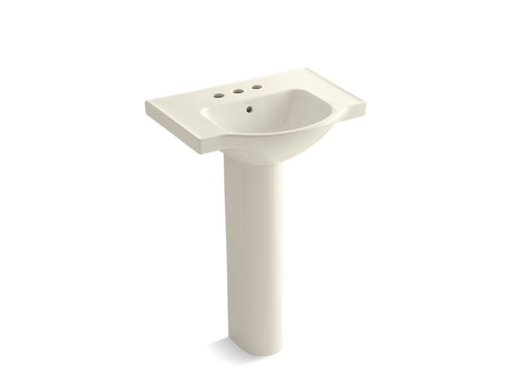 Veer™ 24" pedestal bathroom sink with 4" centerset faucet holes, Biscuit