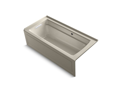 Archer® 66" x 32" alcove bath with Bask® heated surface, integral apron, integral flange and left-hand drain, Sandbar