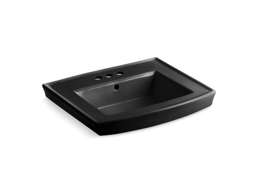 Archer® pedestal bathroom sink with 4" centerset faucet holes, Black Black