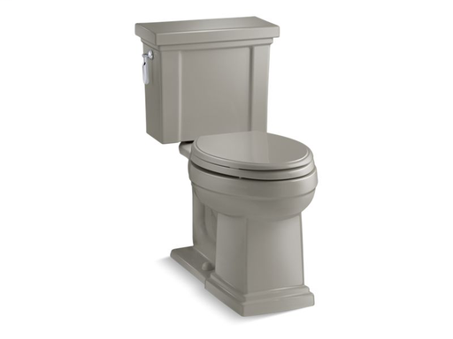 Tresham® Comfort Height® two-piece elongated 1.28 gpf toilet with AquaPiston® flushing technology and left-hand trip lever, seat not included, Cashmere
